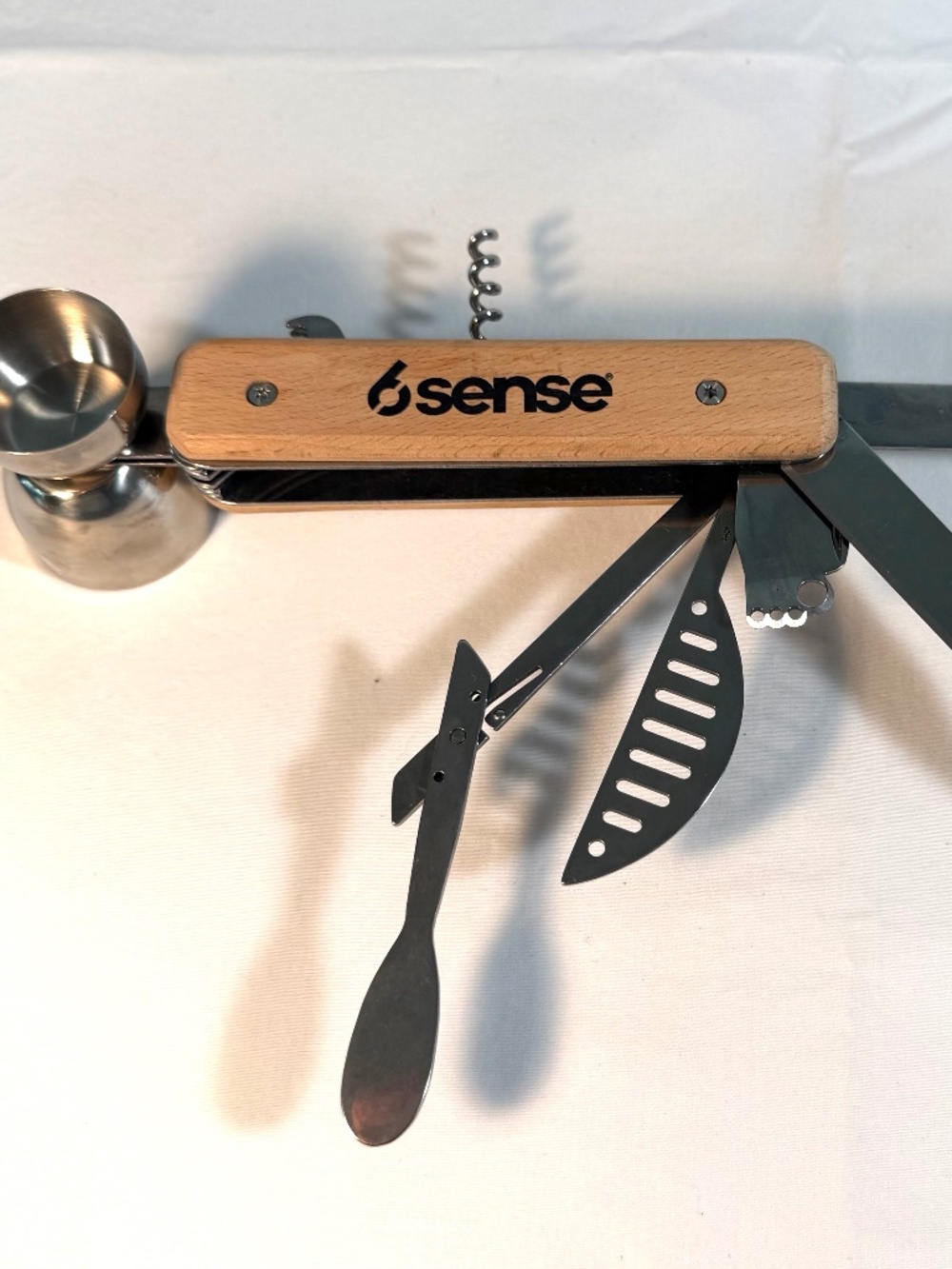 All in One Multi Bar Tool Collapsible, Wood & Stainless Steel